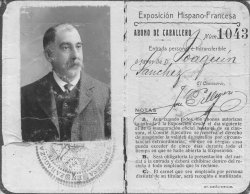 The season-ticket of my great-grandfather for the Exhibition Hispanic-French celebrated in Zaragoza (Spain) in 1908