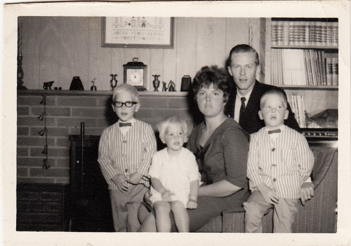 Brother Stephen, sister Susie, Mom Nancy, Dad Jack and me. Photo taken mid-1966 in Bellevue, WA, shortly before dad shipped off to Vietnam (the only tour of duty we weren't allowed to accompany him on; we lived in a lot of different places while us kids were growing up).
Picture taken by my grandfather John Lagsdin, who had been a publicity photographer in Hollywood. I remember seeing stills he took for Rory Calhoun, and I'm told he was the photographer at Boris Karloff's daughter's wedding. View full size.
