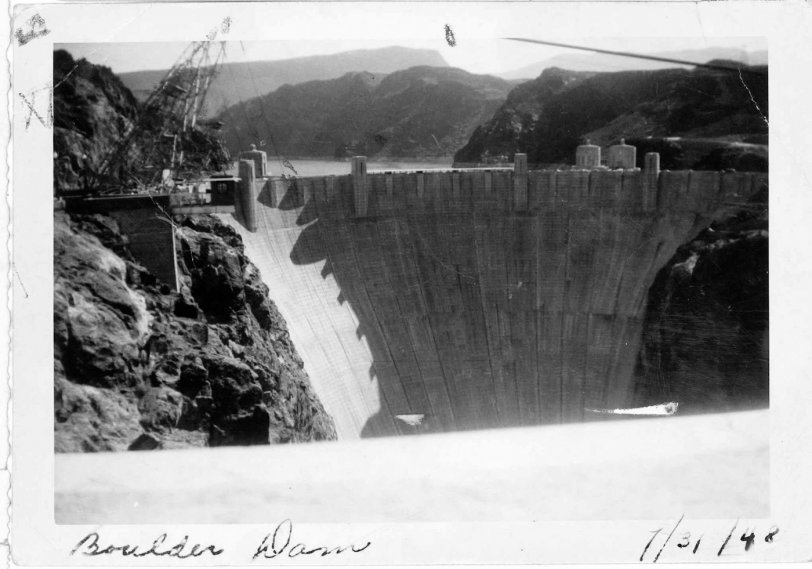 Boulder Dam as taken by my grandparents on July 31, 1948, while my grandfather was stationed in Colorado Springs. View full size.
