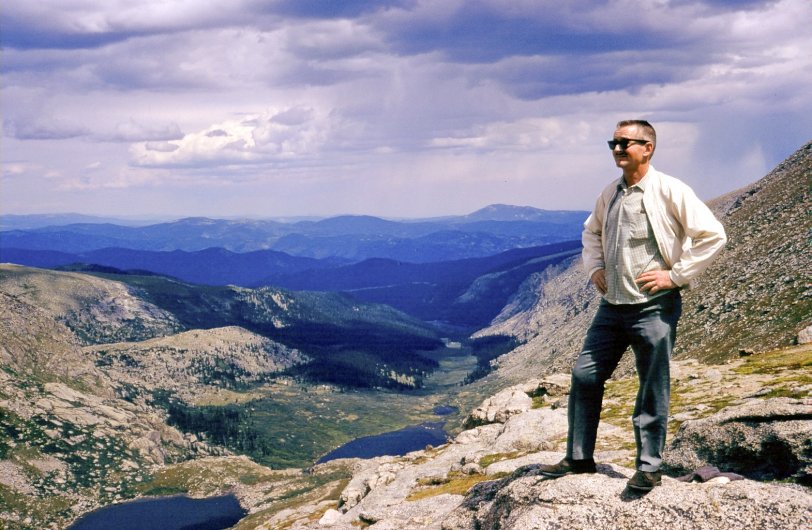 My Dad, on our vacation in Colorado in 1969. My teenage conflict was burning brightly. Was he the bad guy, or was I not the best kid? Most likely, just growing pains. View full size.
