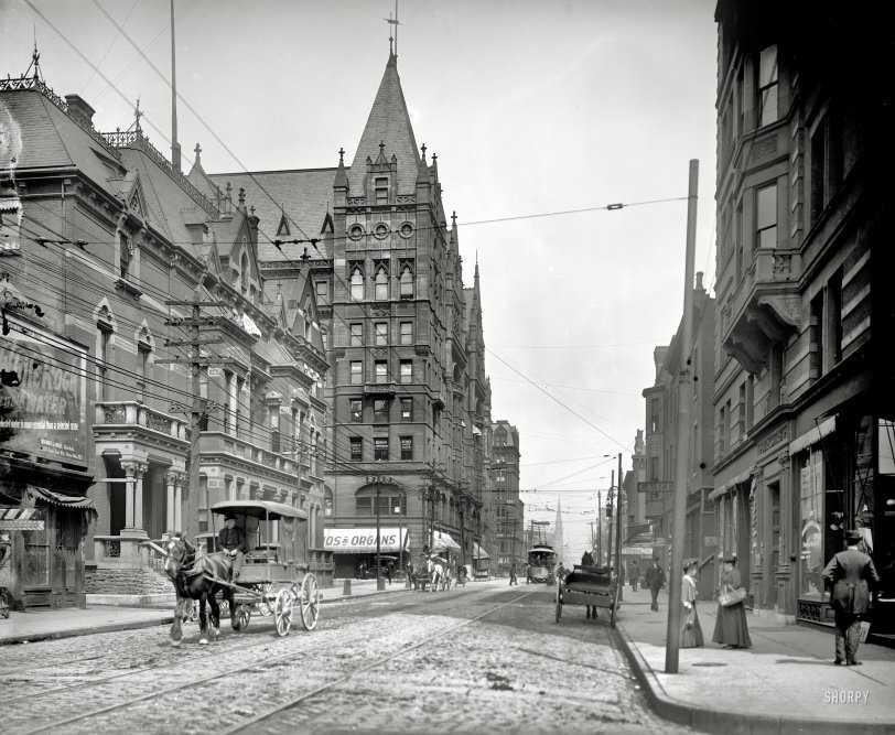 The Queen City circa 1905. "Elm Street, Cincinnati, Ohio." 8x10 inch dry plate glass negative, Detroit Publishing Company. View full size.
