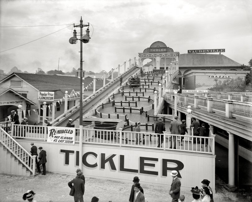 Cincinnati circa 1909. "Chester Park -- the Tickler." Now "not as rough." 8x10 inch dry plate glass negative, Detroit Publishing Company. View full size.
