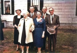 These are my great-aunts and uncles, kids of Dewitt Monroe Lineberry and Rachel Leander Dobbs-Lineberry (Dewitt's second wife).
Back row left to right: William Wybert Lineberry, Orville Monroe Lineberry, Lester Earl LIneberry.
Front row left to right: Etta Esther Lineberry-Frisbie, Bertha Lenora Lineberry-Easton, Mima Opal Lineberry-Corohick.
(ShorpyBlog, Member Gallery)