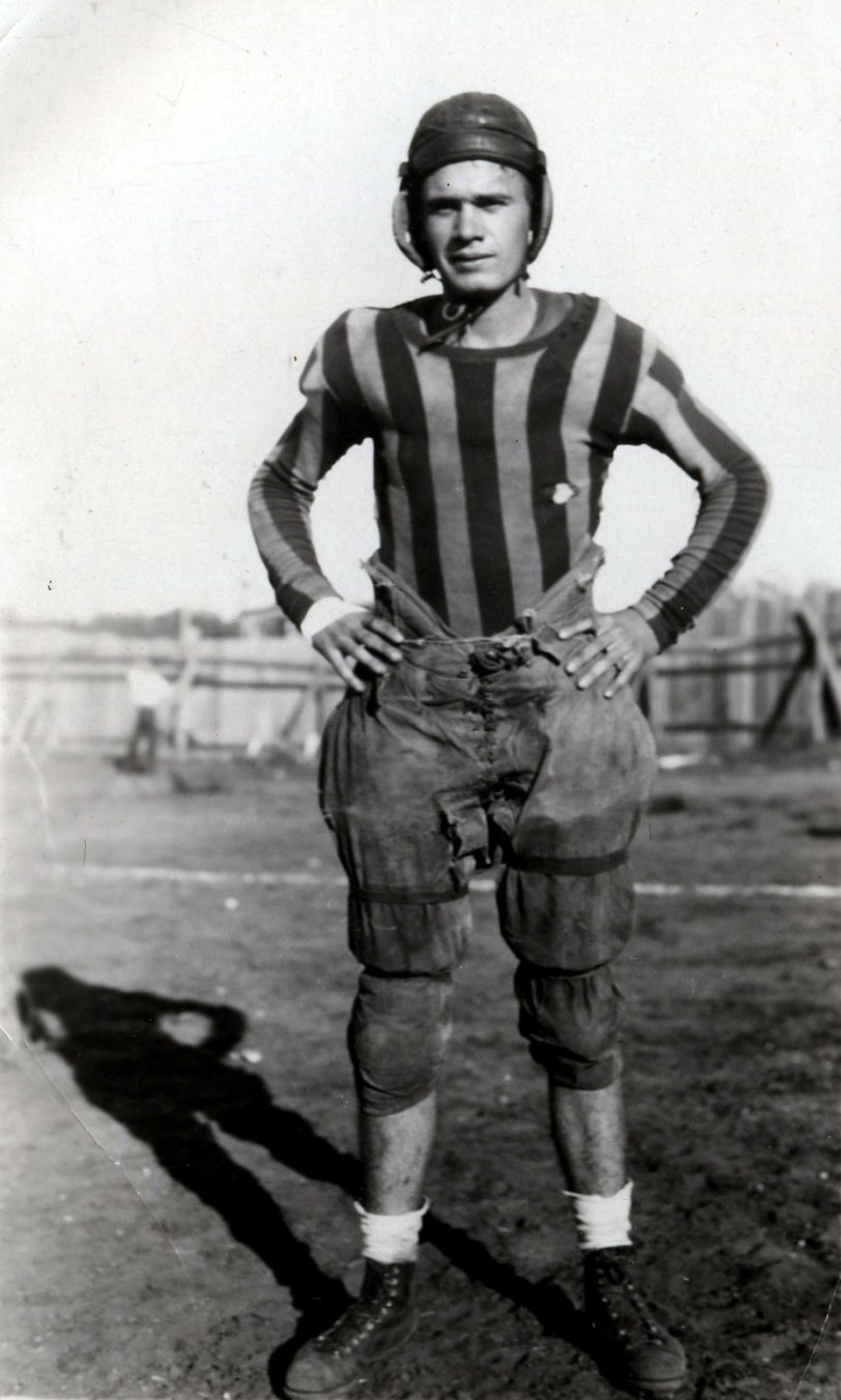 My Granddaddy as a leatherhead in high school. Circa 1930. View full size.
