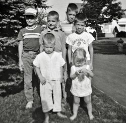 My mom's college friend's kids and us were about the same ages, so we'd always find some kind of trouble to get into. View full size.
(ShorpyBlog, Member Gallery)