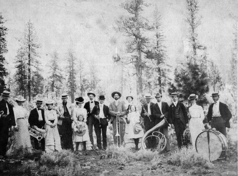 I believe this photo was taken in Calaveras County, California, in the early part of the twentieth century.  I know nothing else about it. View full size.
