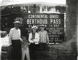 This photo was taken around 1963 in the Rocky Mountains in Colorado. I do not know the man on the far left but I think he is one of my father's relations. The kid next to him is my brother Rocky and next to him is my mother Sharon and my cousin Freddy. View full size.
(ShorpyBlog, Member Gallery)