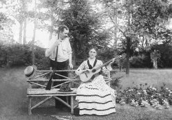 The original envelope is labeled:  Plate No.285, named Fanny & Hal, Seekonk (Mass.), July 7, 1886.  Scanned from the original 8½ x 6½ inch glass negative. View full size.