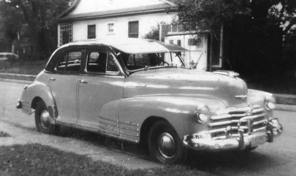 Granddad Roland's brand new 1948 Chevrolet Fleetline in Omaha, Nebraska, 1948. View full size.
