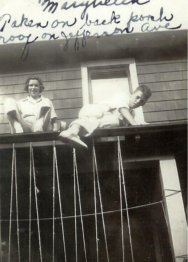 Picture of my mother and her brother John  taken on the back porch of their parents' place in Geneva, NY, around 1937 or 1938. View full size.
