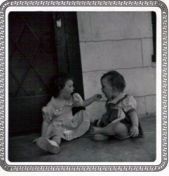 Deborah Kay (2 1/2 years of age) and Teresa Ann (1 year old) in Abiline, Texas, 1957. View full size.