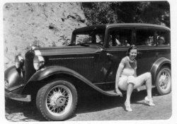 Probably taken around the Ashville, NC area in the mid-1930's. She was a great lady. In the car are her mother, son and first husband behind the wheel. Sadly the son died in his teens of lukemia. She died at 77 sometime in the eighties. View full size.