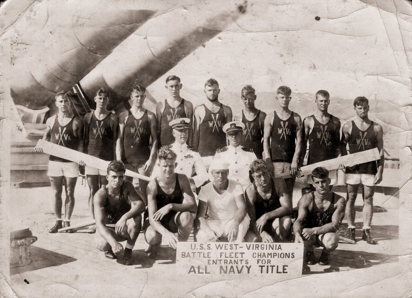 I believe that one of these men was an uncle of one of my parents. It was likely taken during WWI. These guys appear to be extremely physically fit and I'm sure they acquitted themselves well in their service. View full size.
