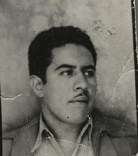 Taken just after getting out of the Navy in 1947. P.S. Arroyo was one of two brothers orphaned after the Mexican Civil War who were raised by Mr. and Mrs. Gluber of Denver, Colorado. P.S. went on to inherit their home on Curtis Street in Denver and became a plumber. View full size.
