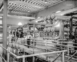 June 17, 1938. Washington, D.C. "No more hot air in Congress. Two million cubic feet of clean, cool air is delivered to members of Congress each minute by a $3,500,000 air conditioning plant, part of which is shown above. The plant supplies the entire Capitol and the Senate and the new and old House Office Buildings." 4x5 glass negative by Harris & Ewing. View full size.