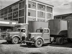 March 1943. "Charlotte, North Carolina. Truck and warehouse district." Starring A&P & G&H. Acetate negative by John Vachon for the Office of War Information. View full size.