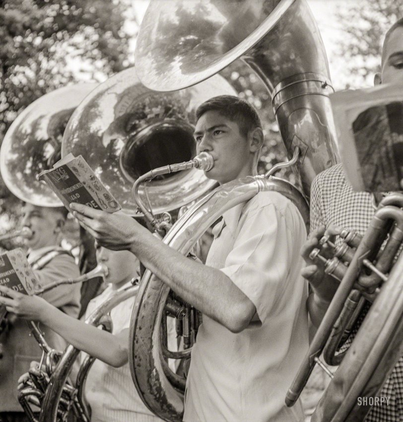 May 31, 1943. "Gallipolis, Ohio. Young horn player at the Decoration Day ceremonies." Acetate negative by by Arthur Siegel for the Office of War Information. View full size.
