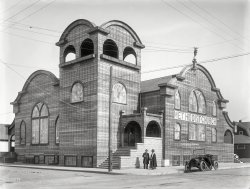 Richmond, Calif., circa 1912. "First Wesley Methodist Episcopal Church." Waiting for stucco. 6x8 glass negative by Cheney Photo Advertising Co. View full size.