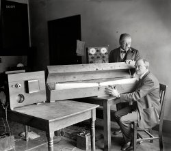 August 21, 1924. Washington, D.C. "Dr. David Todd & C.F. Jenkins." Scroll down to the comments for an explanation of this unusual device. Thanks to Splunge, Stanton Square and others for filling in the blanks. View full size.