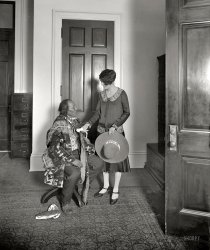 November 12, 1925. Washington, D.C. "John Ayers, Chief of Weeminuche tribe of Ute, and Miss Meleta Chavez. Office of Congressman John Morrow of New Mexico." National Photo Company Collection glass negative. View full size.