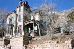 This old beauty was photographed on Anscochrome in 1959 at Virginia City, Nevada. It's hard to tell if it was abandoned when this photo was taken. View full size.
She&#039;s still thereAnd looking good for an old lady:
View Larger Map
NormanPlease tell us there is no motel in front of this house.
(ShorpyBlog, Member Gallery)