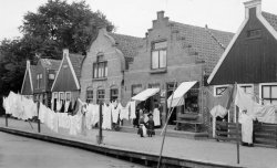 Drying laundry. Volendam Island, Amsterdam, Holland. 1937. View full size.
(ShorpyBlog, Member Gallery)