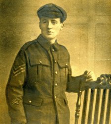 This is my paternal grandfather, William Kearton, taken about 1917 when he was in the Royal Flying Corps. I don't know a lot about him, but I'm told that his main job in the RFC was to recover aircraft that had crashed in no-man's land, between the trenches. View full size.