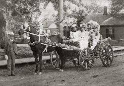 White Hall, Illinois. Front Row: Mrs. Zeno Stocks, Mrs. Mark Lowenstein; Back Row: Mrs. E.B. Smith, Mrs. Charles Giller. View full size.