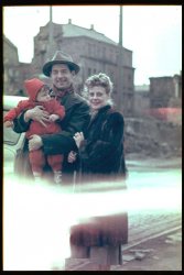 Mother and father and brother first day in Nuremburg, 1947. View full size.