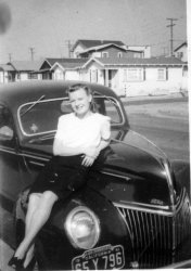 My grandmother Grace Hallack, around 1941 or 1942. Likely taken at the same time as the Love a Ford photo. View full size.