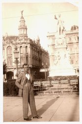 A photo of my grandfather, Giacomo Arena, taken sometime in the 1930's in old Havana's Parque Central, in front of the Marti statue outside the Hotel Inglaterra. The building to the left is El Gran Teatro de la Habana. View full size.
Hey, High Pockets!I always wondered where that term came from.
(ShorpyBlog, Member Gallery)