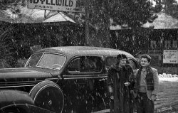 Near Idyllwild, California, circa 1945. Photo is of my grandmother and uncle with a 1939 Chrysler Imperial limo.