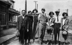 I found this photo in a box in my Dad's garage.  We have no idea where it came from, but we're pretty certain that Mr. Johnson, McComb and their friends were having a wonderful time!

The back of the photo reads:
May 15, 1924
Mr. Johnson, Grace, Mrs. Bentley, McComb, Grace, Mr. Brown, Doris.
View full size.