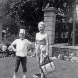 Writing on the photo says 1961, but I'm not sure which family vacation this might have been - somewhere down south, if I were to hazard a guess. New Orleans, or on the way there, maybe. Why I'm wearing a fez and pedal pushers, well, I'm completely stumped. The woman with the handbag is my maternal grandmother, Margaret McClure. View full size
(ShorpyBlog, Member Gallery)