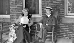 Another negative I scanned that actually came out well. No reference as to who they are. Judging from clothing, 1910's to early 20's. View full size.
May be in their fortiesTheir faces look unlined and quite youthful if you can get beyond the vintage clothing and rocking chairs.  I think that people used to look much older many years ago as they probably didn't make a career out of 'looking good' as they do now.  Even in the 1950's movies about teens and high school kids, they all look older than today's high schoolers.
(ShorpyBlog, Member Gallery)