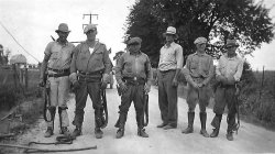 This is a photo of my Great Grandfather, Orrel Alonzo Heminger, second from the right. He worked for Ohio Power, putting up the first electric lines in rural Ohio. This is how he met my Great Grandmother, Anna Mae, on her family farm. View full size.