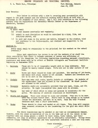 Kids today think they have it difficult. How would they react to rules such as these?  This is a copy of my actual school rules as I started high school in 1959. View full size.