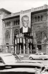 I believe this was taken in Ankara, my father was stationed in Turkey during his tenure in the army. On the back it says "Public building decorated for the 40th year since the revolution." Picture of Mustafa Ataturk. I'm hoping I can find more of my dad's pictures from Turkey. View full size.